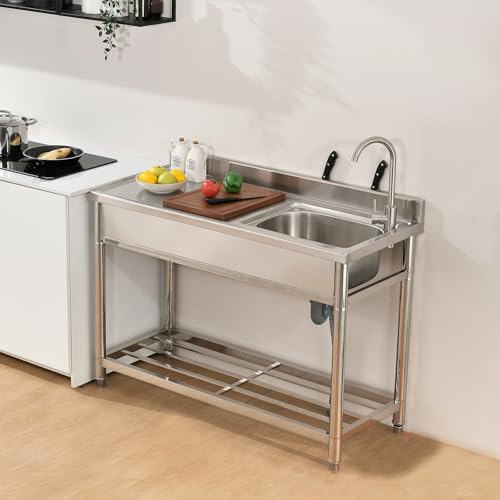 Stainless Steel Freestanding Single Bowl Utility Sink V57808