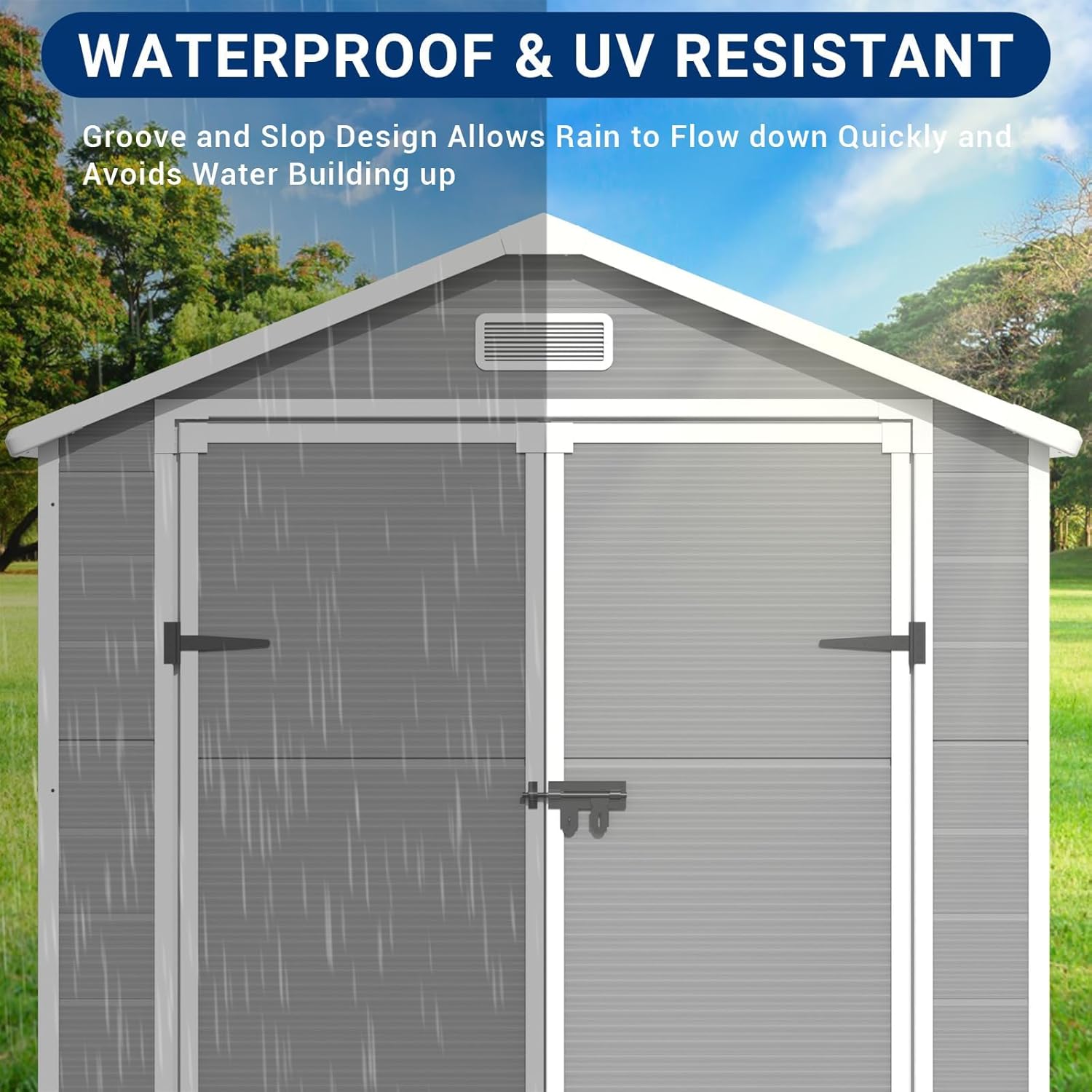 Grey & White 6x4.5 FT Resin Storage Shed with Floor and Lockable Door Q12362