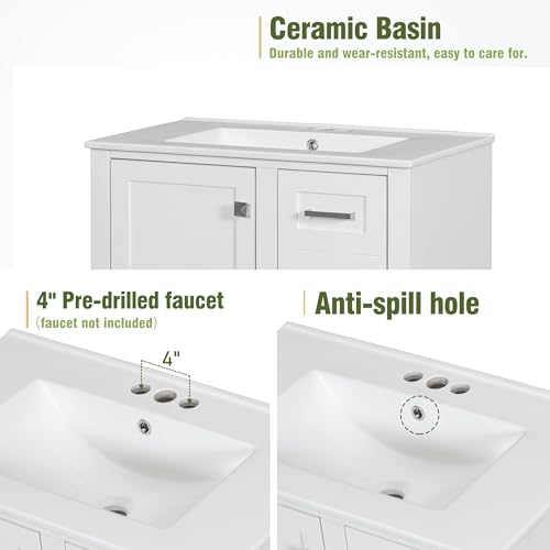 Green Solid Wood Bathroom Vanity with Sink and 3 Drawers R686