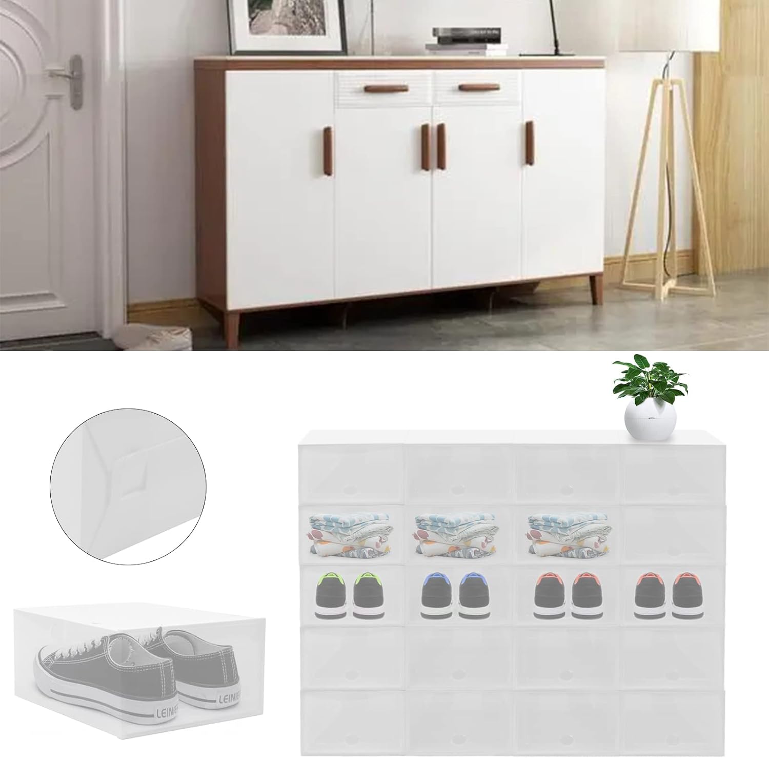 20 x Transparent Plastic Shoe Box E414583