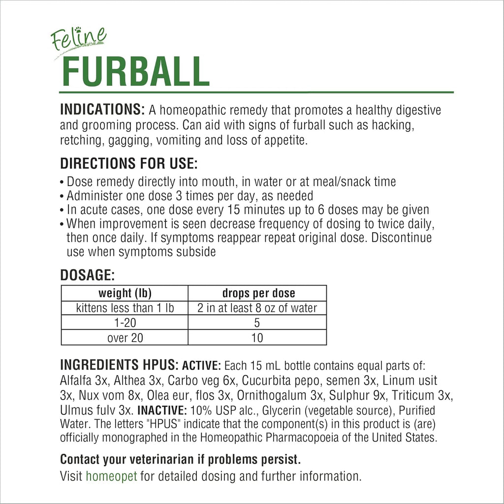 15 Milliliters Feline Furball Medicine Y512609