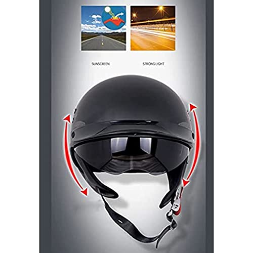 Vintage Motorcycle Half Helmet DOT Certified Lightweight Breathable with Sun Protection Goggles M71668