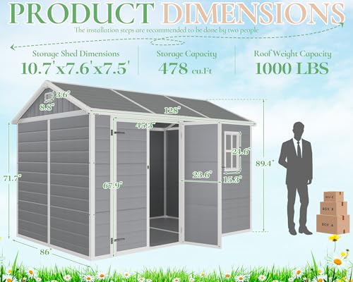 Grey Outdoor Resin Storage Shed with Floor L226431