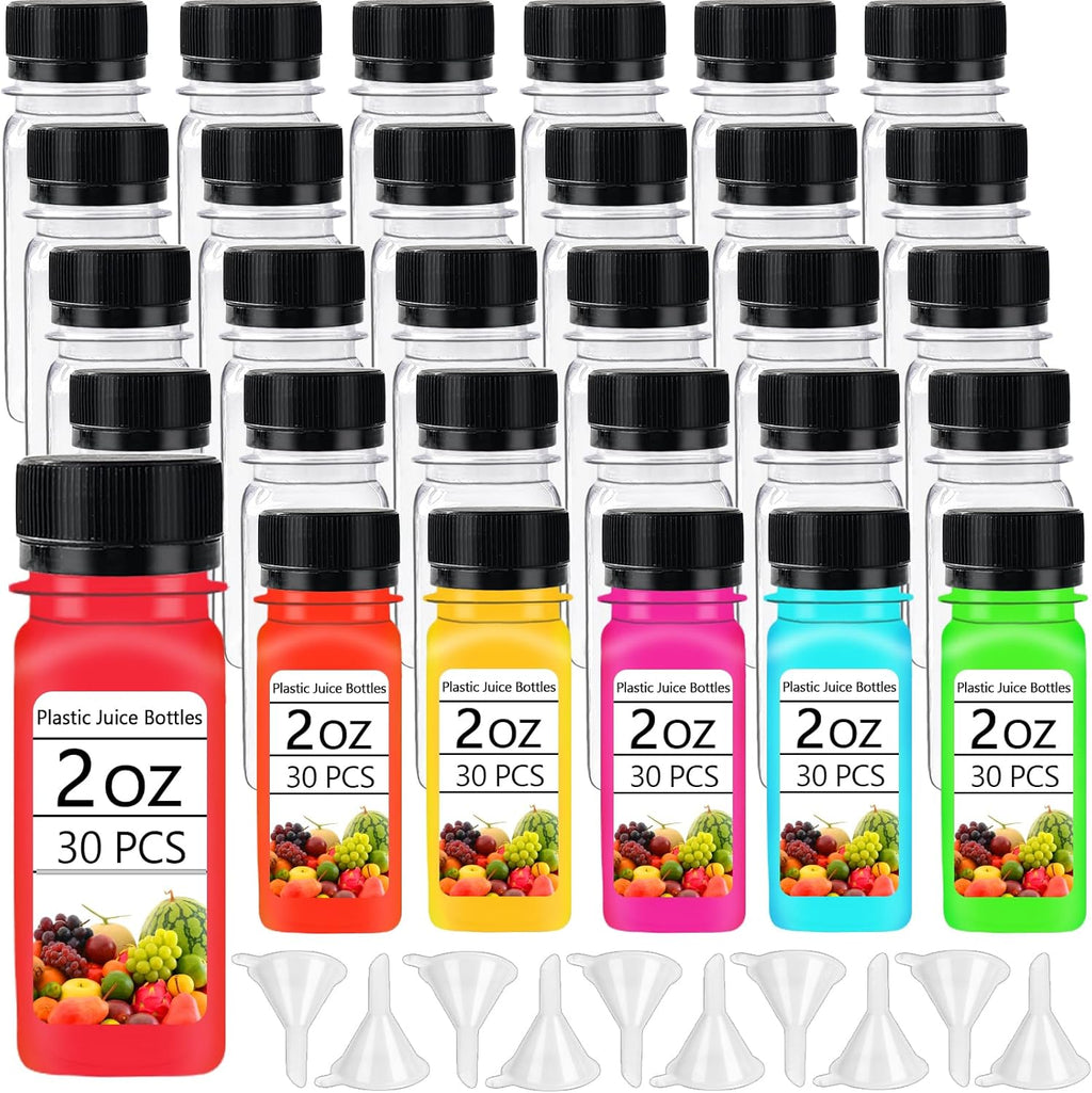 30PCS 2oz Clear Plastic Shot Bottles with Caps C585210