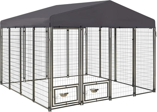 10' x 10' Large Dog Kennel with Roof and Lockable Door Q7455