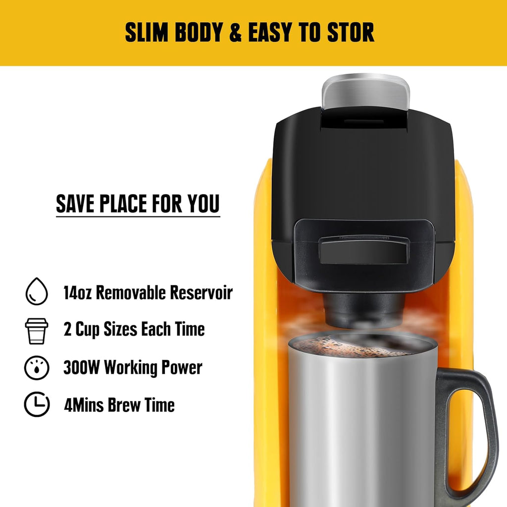 Cordless Coffee Maker for Dewalt 20V Max Battery, Portable Single-Serve Brewer for K-Cup Pods and Ground Coffee S2681