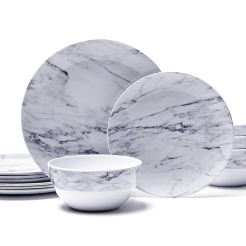 12-Piece Melamine Dinnerware Set for 4, Avocado Green U688655