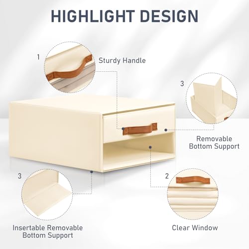 Grey Fabric Closet Organizers with Drawers, 4-Pack L4819