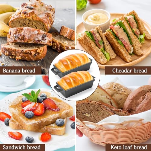 2 Piece 10 x 5 Inches Cast Iron Bread Pan with Lid Loaf Pans Set N5756