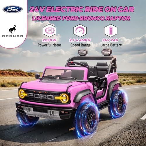 2 Seater Ride On Car, 24v Electric Power Ride On Truck Toy with Remote Control, Blue M69025