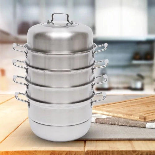 5 layers Stainless Steel Steamer Cooker Pot with Glass Lid D52037
