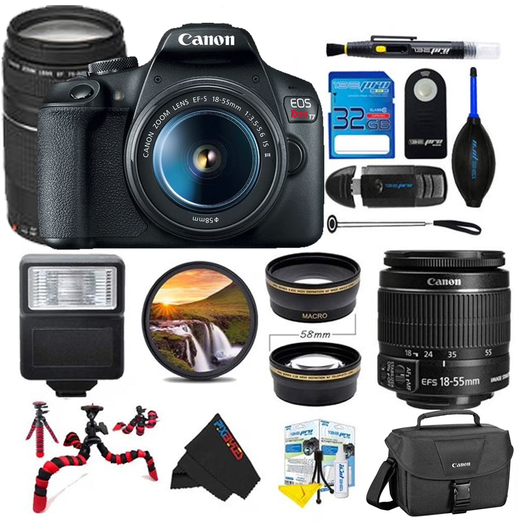 Digital SLR Camera with 24.1MP APS-C CMOS Sensor and 18-55mm f/3.5-5.6 IS II Lens (Black) + 75-300mm f/4-5.6 III Lens J617