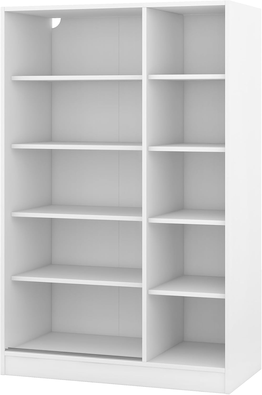 White 3 Doors Wood Wardrobe with Shelves and Hanging Rail J391830