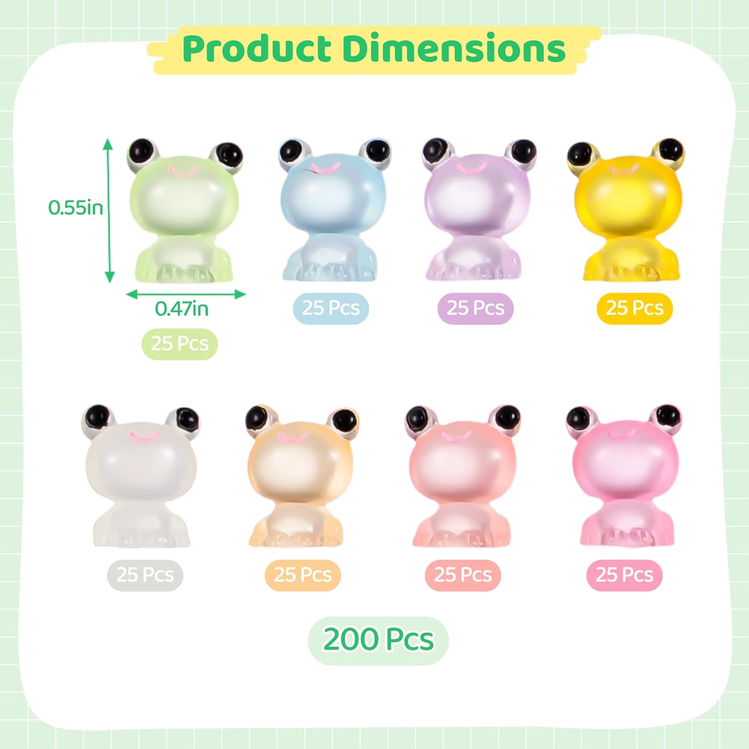 200 Pack Mini Glow in The Dark Resin Frogs Figurines V92981
