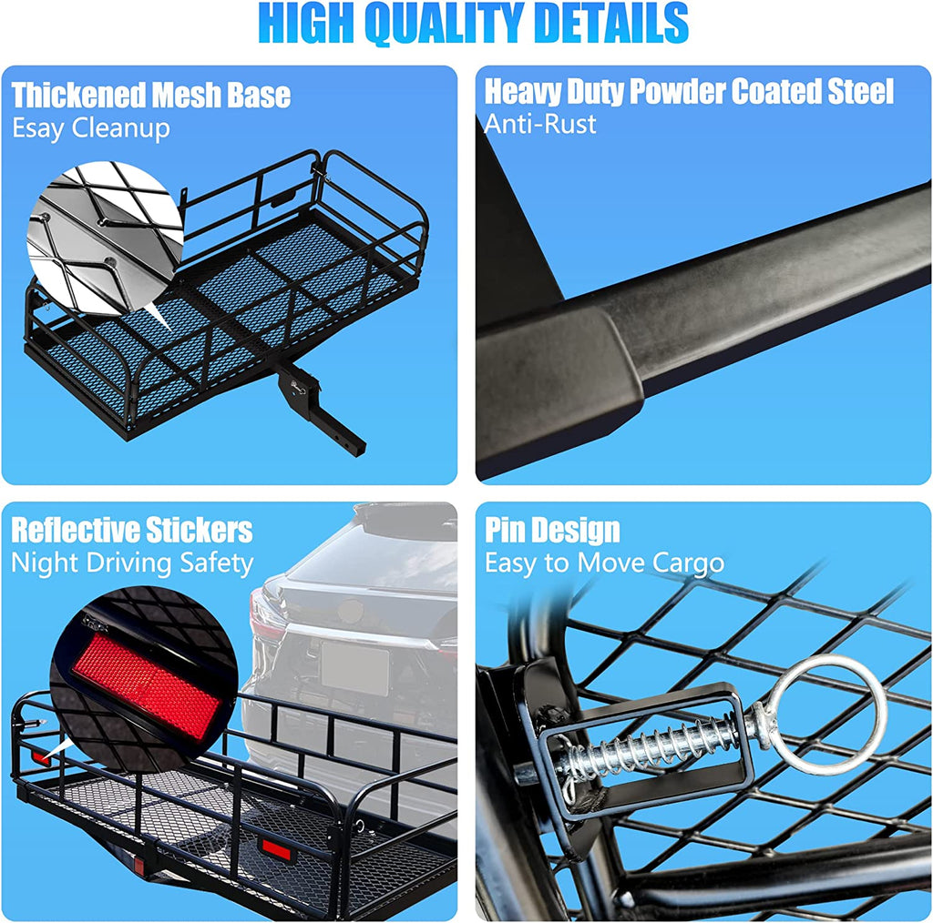 60" x 24" x 14.4" Folding Hitch Mount Cargo Carrier I1346