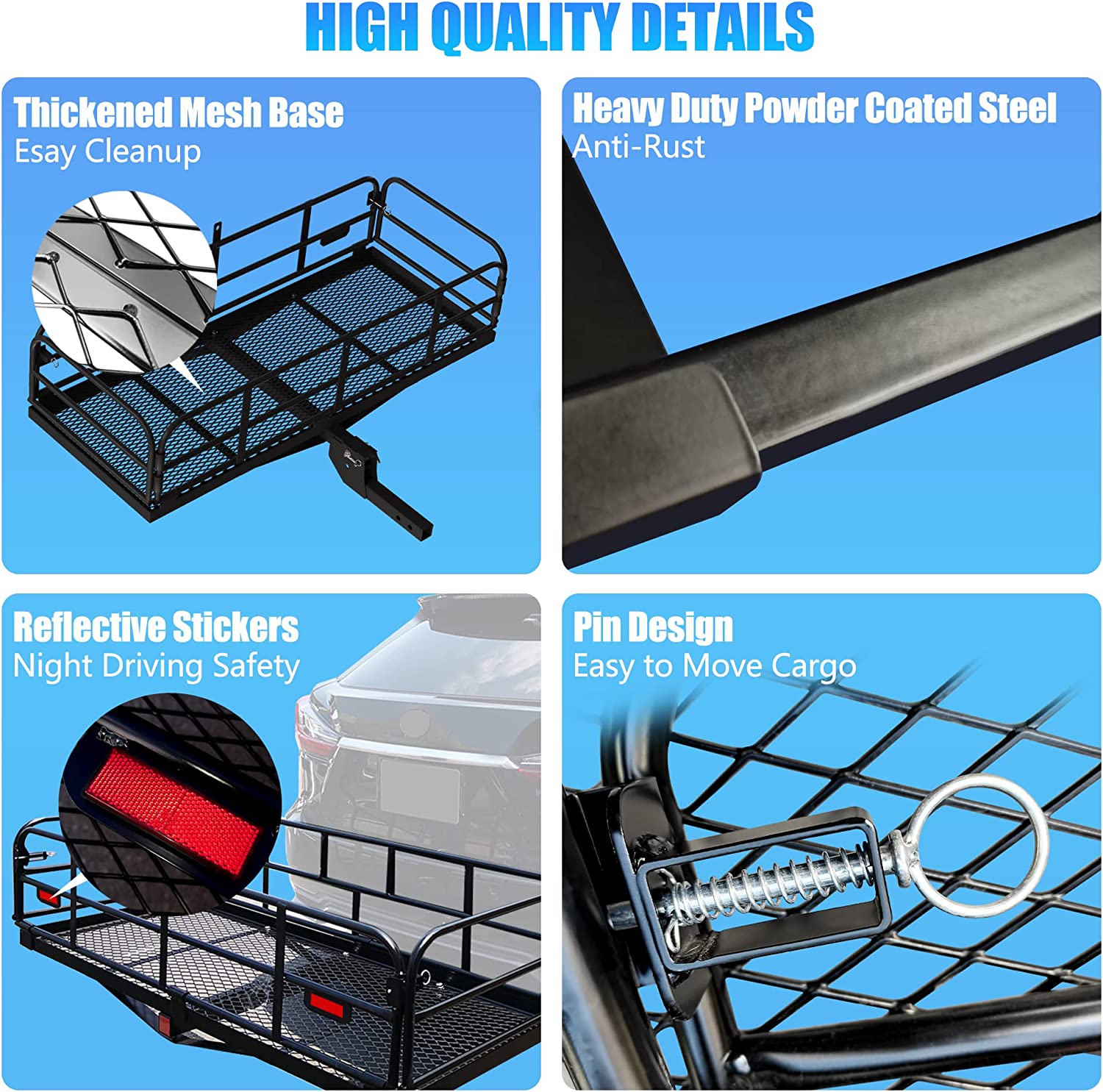 60" x 24" x 14.4" Folding Hitch Mount Cargo Carrier I1346