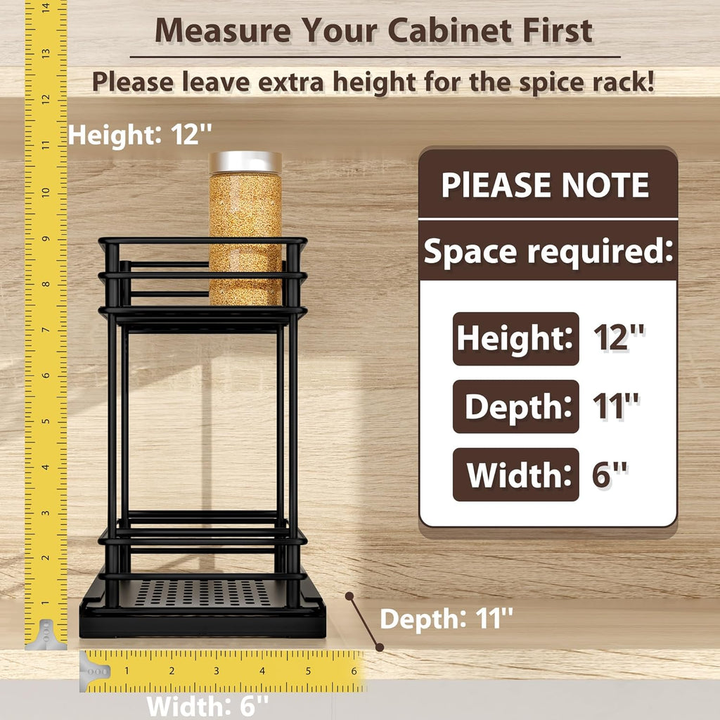 2-Pack 2-Tier Pull Out Spice Rack Organizer, 5.3''W x 10.4''D x 8.9''H R639972