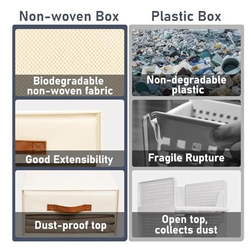 Grey Fabric Closet Organizers with Drawers, 4-Pack L4819
