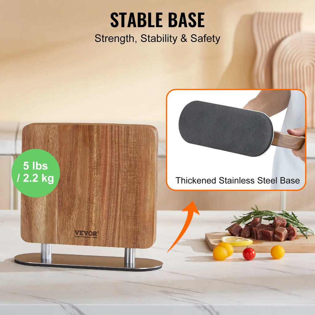10 in Magnetic Acacia Wood Knife Block Q789