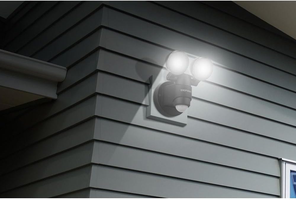 Black 180-Degree 2-Head Outdoor Motion Activated Flood Light G942