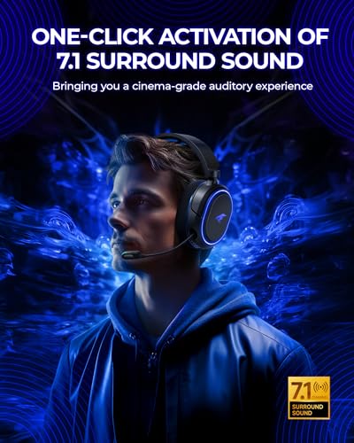 Wireless Gaming Headset with 7.1 Surround Sound, Bluetooth 5.4, Noise Canceling Mic B9224