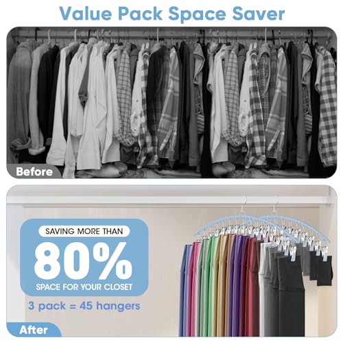 Black 3 Pack Pants Hangers with 15 Clips F200567