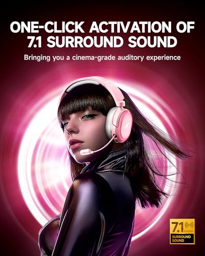 Wireless Gaming Headset with 7.1 Surround Sound, Bluetooth 5.4, Noise Canceling Mic B9224