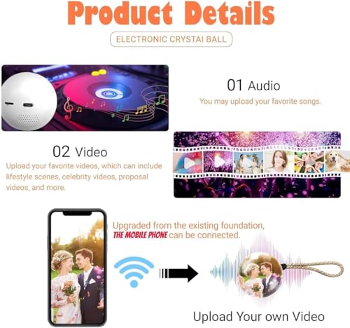 Memory Orb Ball, 21in LED Crystal Ball Video Player (1PCS Black) R73956