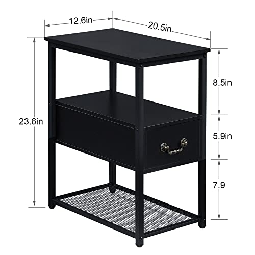 Black Single Drawer Tall Side Table O645248