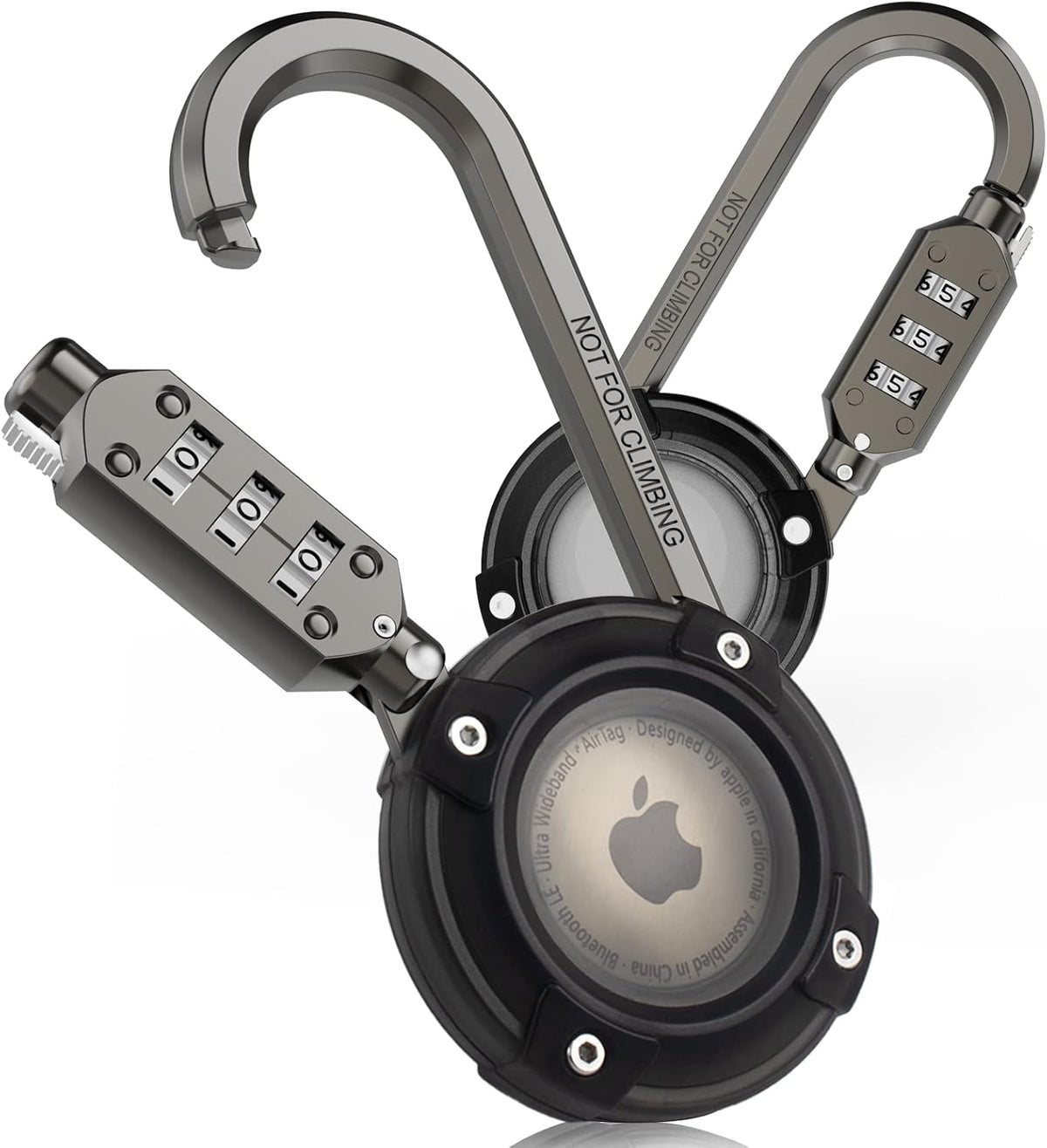 Airtag Holder with 3-Digit Combination Lock and Metal Carabiner N37027