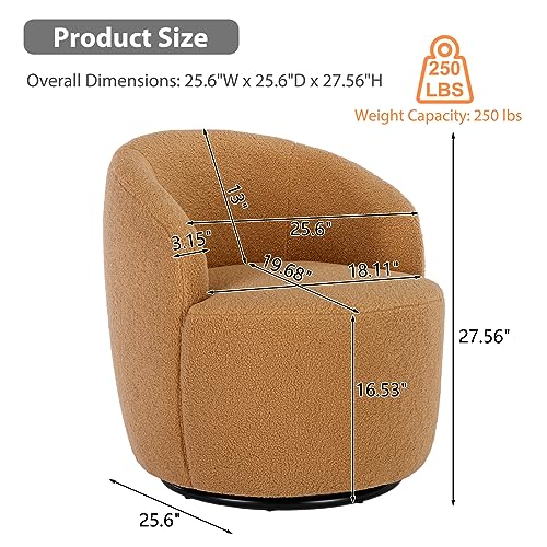 Coffee Brown Teddy Sherpa Swivel Barrel Chair E572