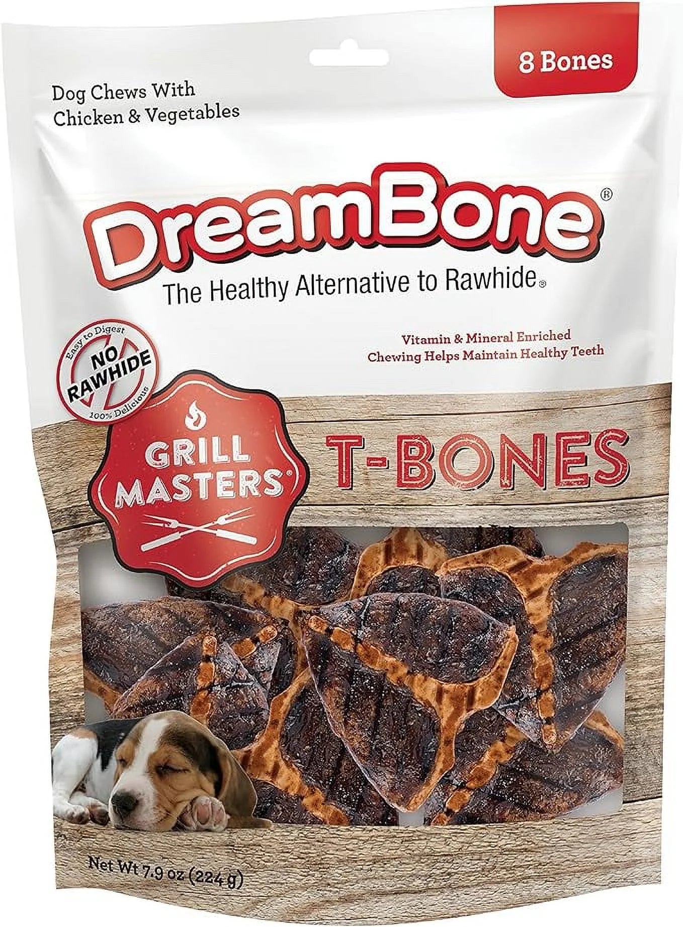 Rawhide-Free T-Bones Chews for Dogs, 8 Count Q1857