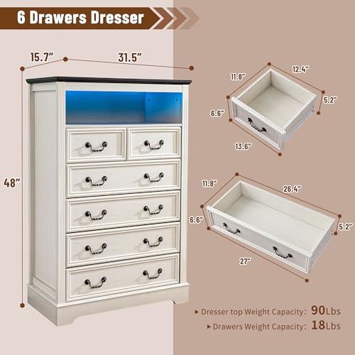 Vintage Gray 6 Drawer Dresser A41970