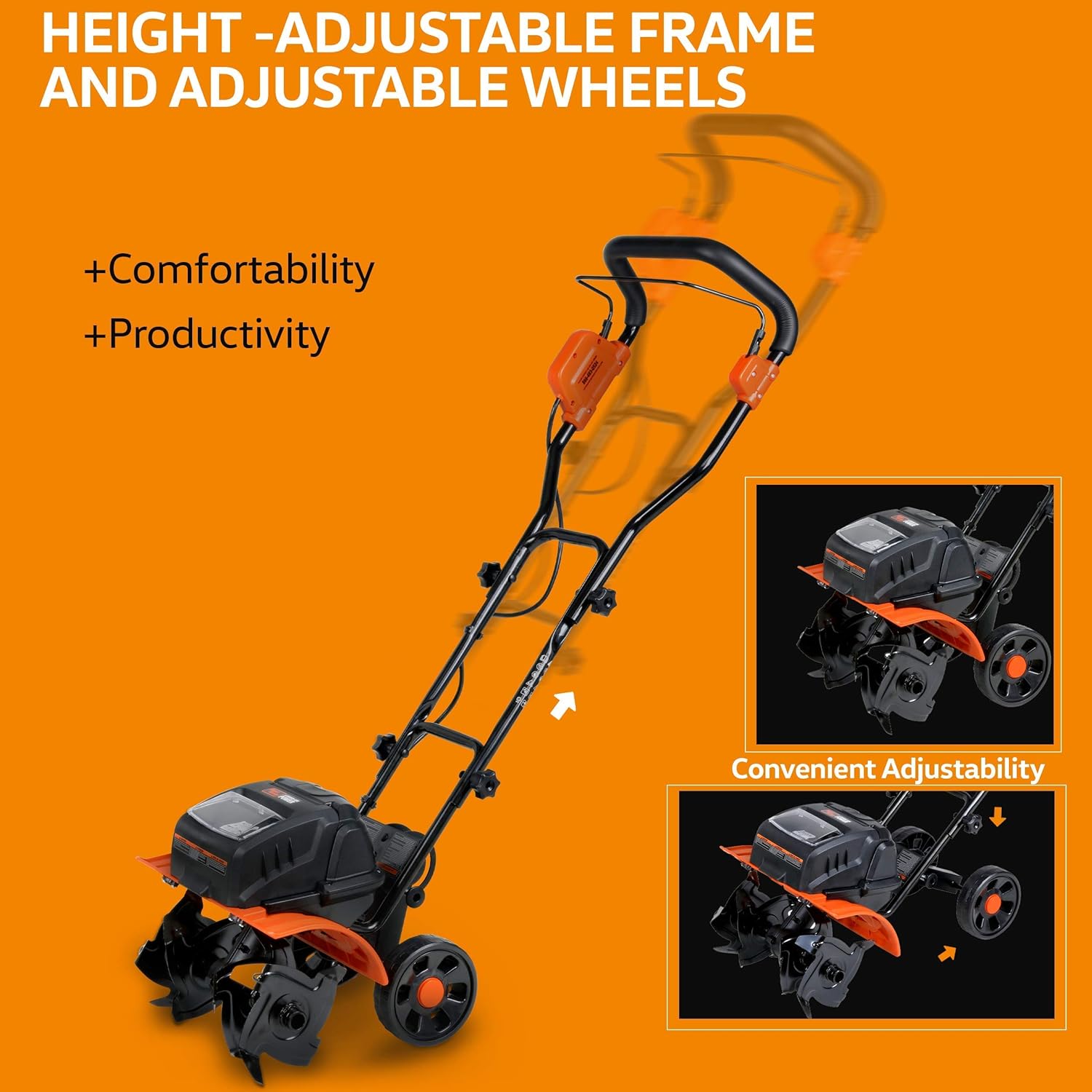 40V 14 Inch Electric Tiller Cultivator with Extra Battery H918206