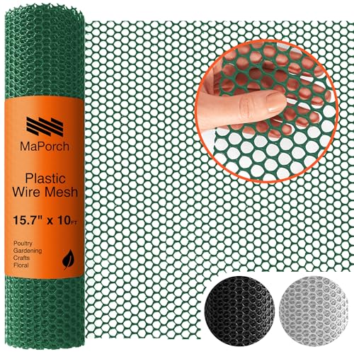 Green Plastic Wire Mesh Fence 15.7IN x 10FT Roll Y857495