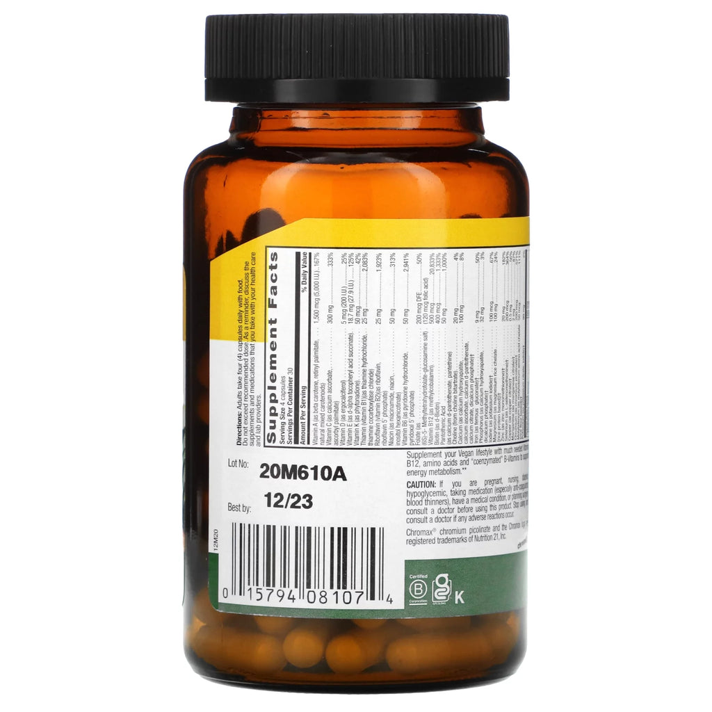 120 Vegan Capsules Multivitamin & Mineral Complex C58722