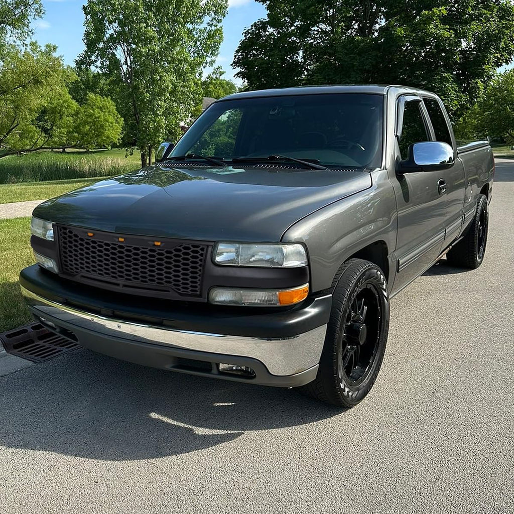 Matte Black Mesh Front Bumper Grille with Top LED Lights S797
