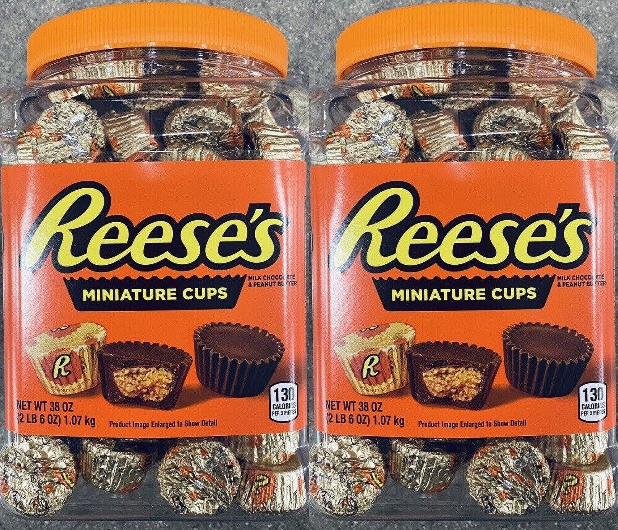 2 Packs Reese's Miniatures Milk Chocolate Peanut Butter Cups 38 Oz Each Tub U828