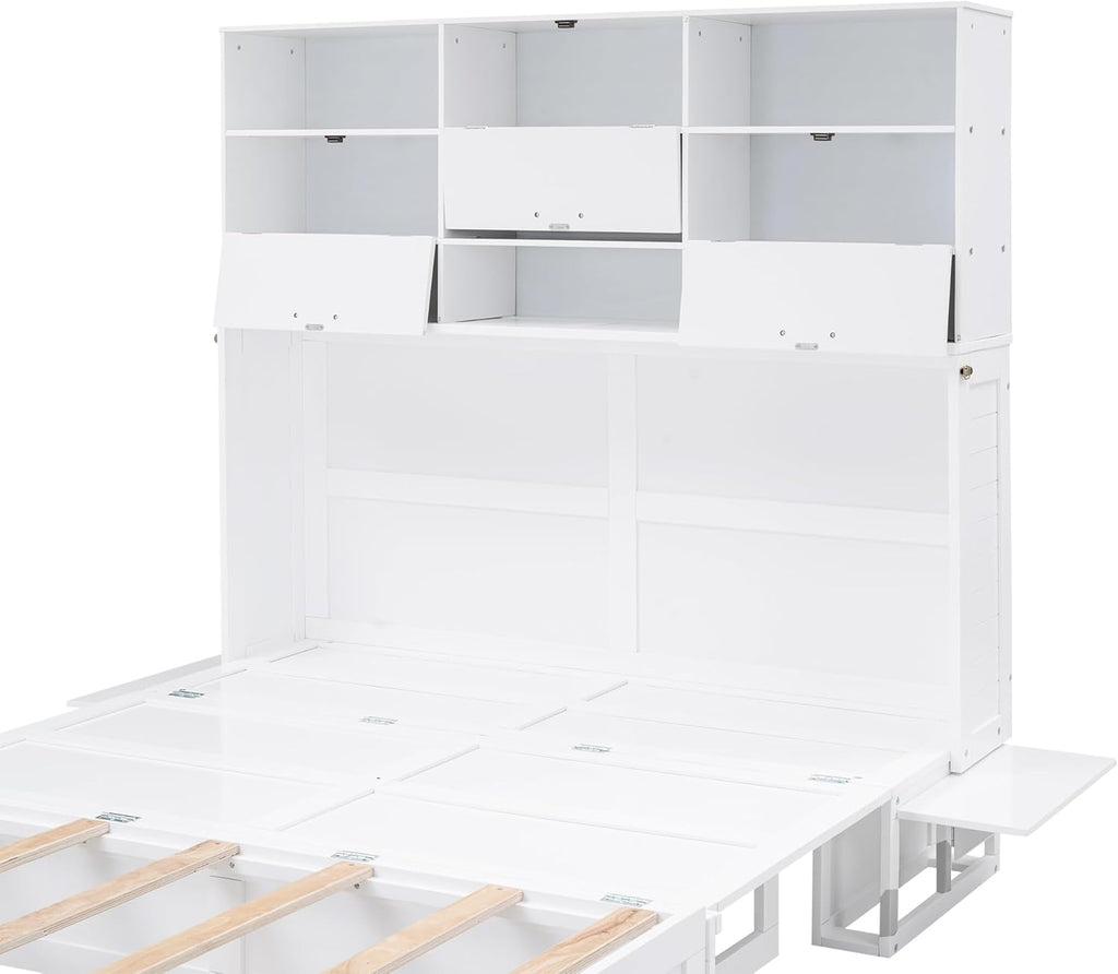 Queen Size Murphy Bed with Bookcase and Drawer A77152