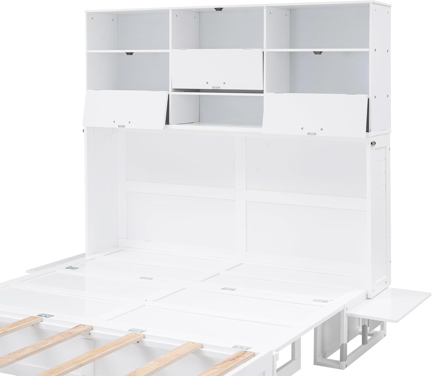 Queen Size Murphy Bed with Bookcase and Drawer A77152