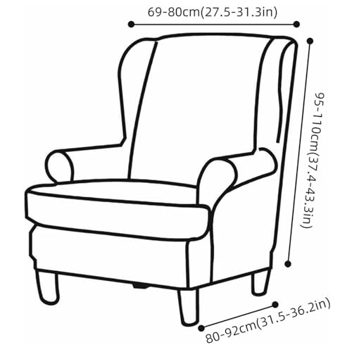 Waterproof Stretch Wingback Chair Slipcovers 2 Pieces D649162