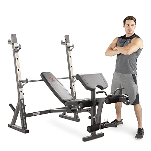White/Black Olympic Workout Bench with Weight Rack Storage E126928