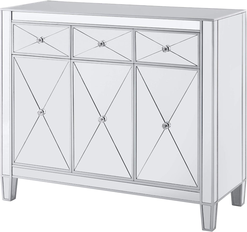 Mirrored Cabinet with Matte Silver Trim N158