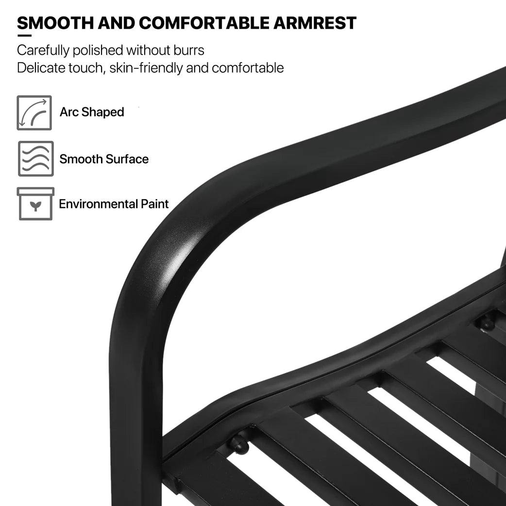 Black Cast Iron Outdoor Garden Bench with Slatted Seat J141809