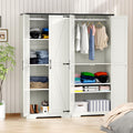 White 72" Wardrobe Closet with Doors and Hanging Rod I2677
