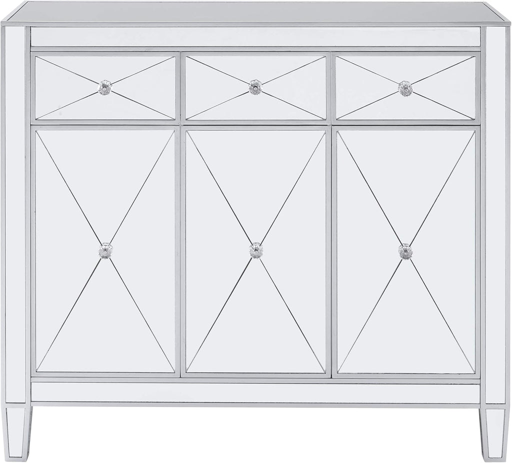 Mirrored Cabinet with Matte Silver Trim N158