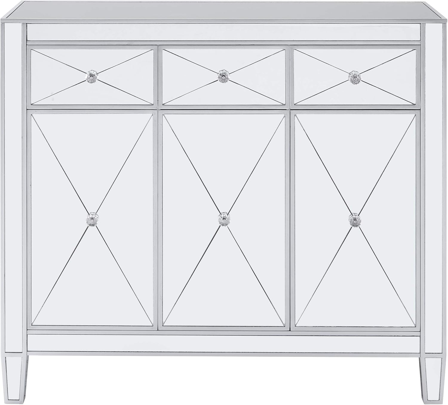 Mirrored Cabinet with Matte Silver Trim N158