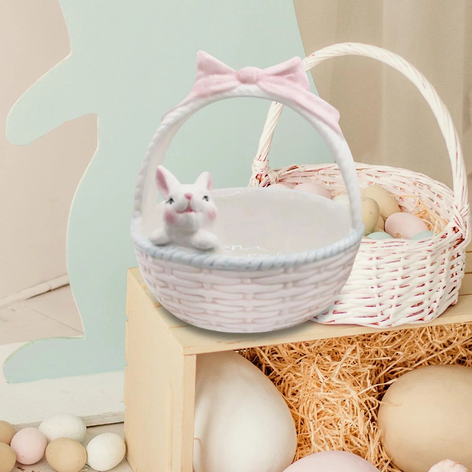 Ceramic Rabbit Easter Basket Bunny Bowls Small Candy Serving Bowls Y5966