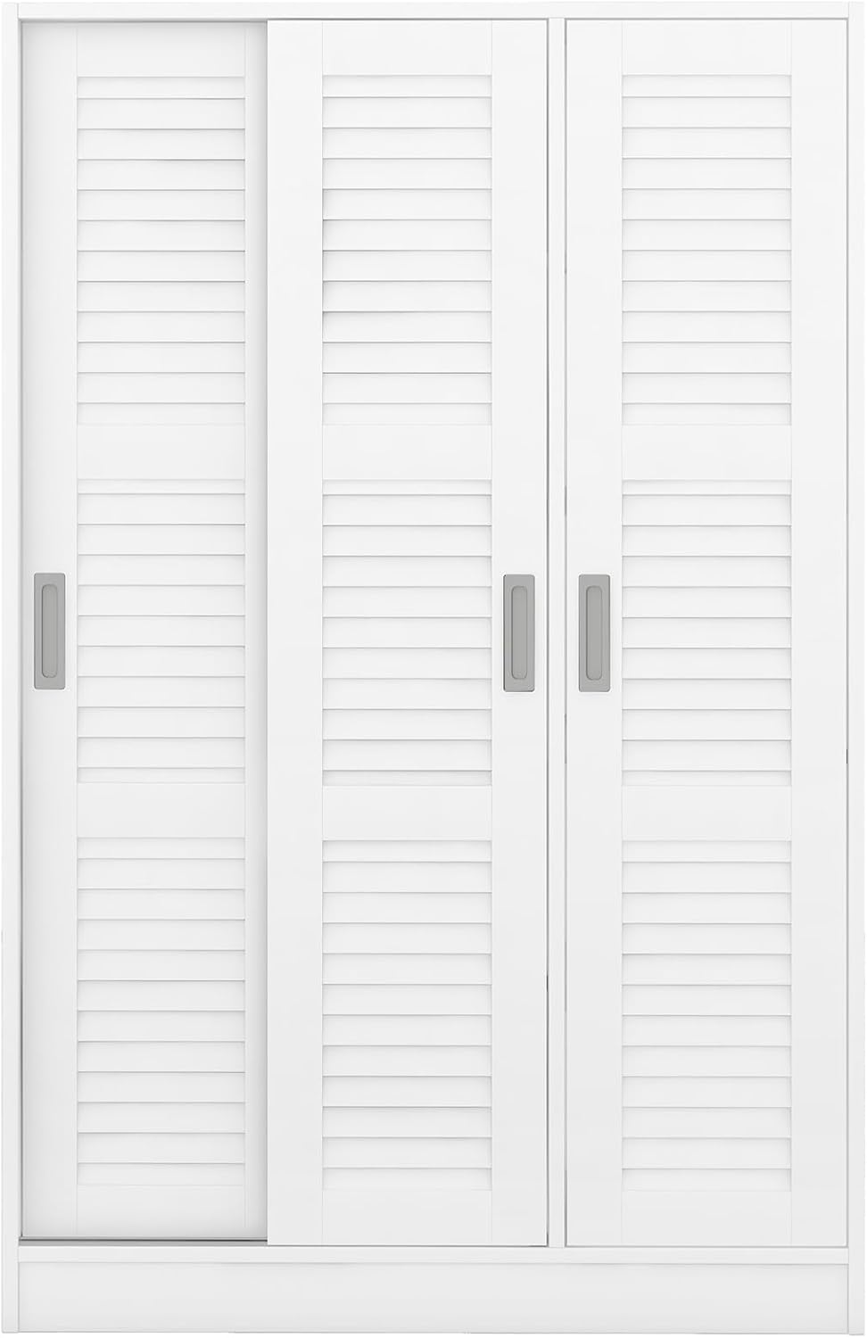 White 3 Doors Wood Wardrobe with Shelves and Hanging Rail J391830