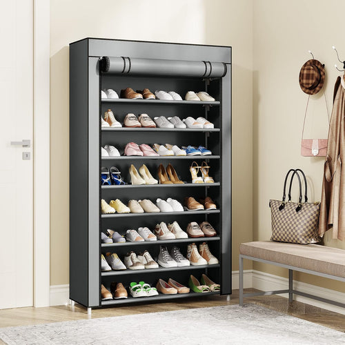 10 Tier Black Non-Woven Shoe Storage Cabinet C342